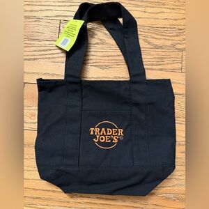 Trader Joe’s Black, Orange Mini Canvas Tote Bag NWT!